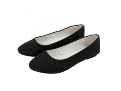 Zapatos Planos De Bailarina Para Mujer Dolly Pumps Slip On Loafers De Gamuza Talla Uk 2.5-7.5 Eu 35-42 38 Negro