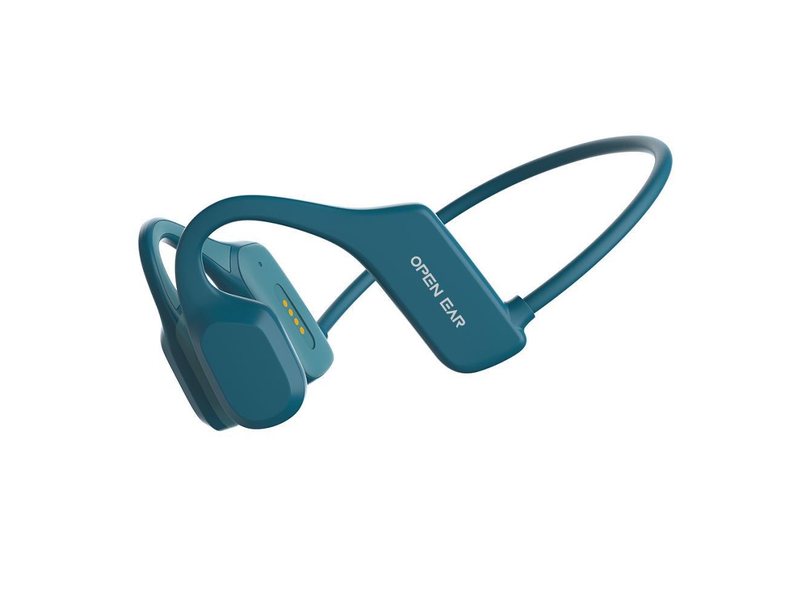 Auriculares deportivos de conducción ósea JIAPEI con micrófono, resistentes al agua, color azul.
