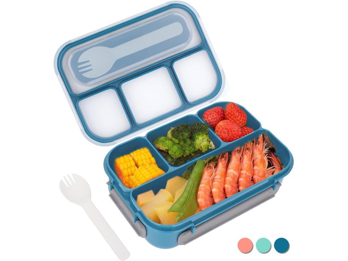 Fiambrera Bento Para Adultos, Fiambrera A Prueba De Fugas Para Niños, Apta Para Lavavajillas Y Congelador, Libre De Bpa, Azul.