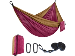 Hamaca Individual Chrui Con 51 Correas Y Mosquetón, 270 X 140 Cm (camello, Morado Oscuro)