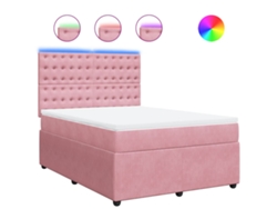 Maison Exclusive - Cama Box Spring Con Colchón Terciopelo Rosa 160x200 Cm