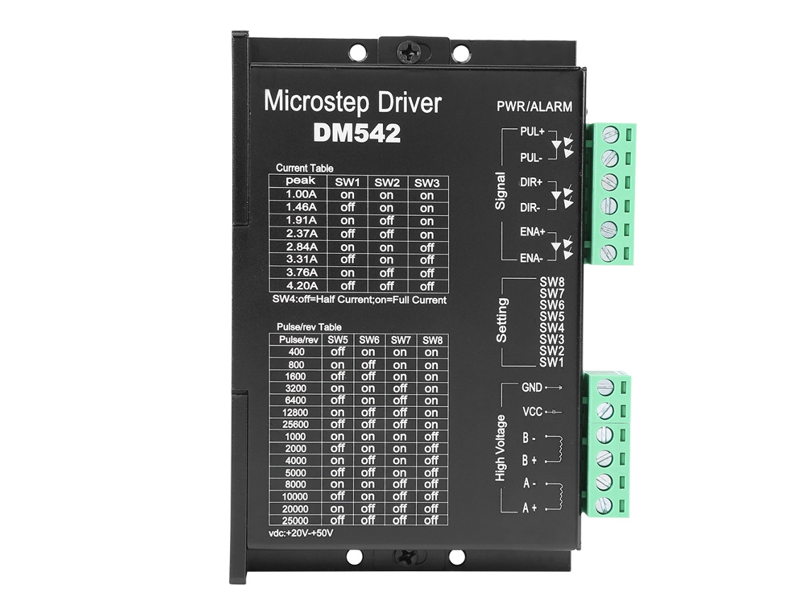 Controlador de motor paso a paso DM542 para motores bifásicos y tetrafásicos con alimentación de 24 V~50 V CC
