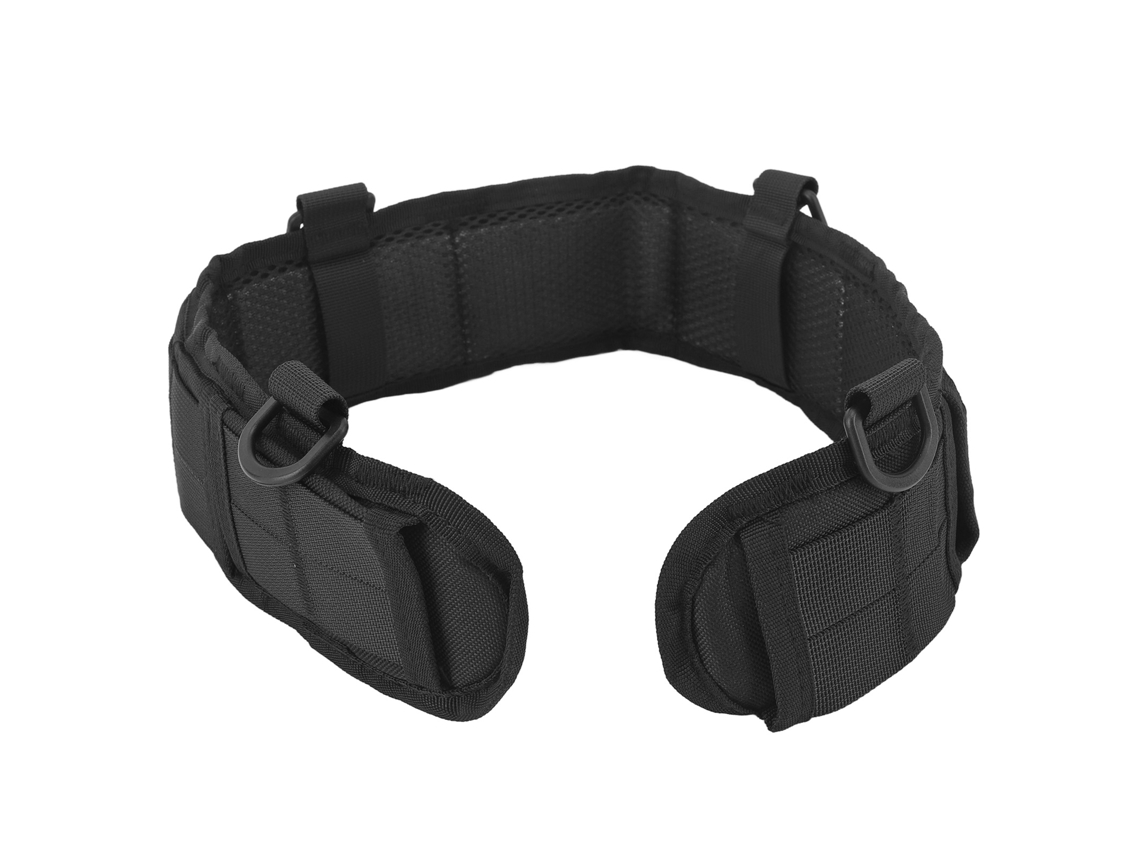 Cinturón Multifuncional Para Actividades Al Aire Libre Como Acampada, Caza Y Escalada, Fabricado Con Nailon Negro Y Espuma Eva.
