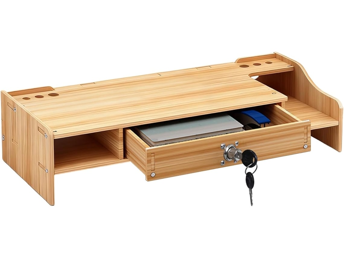 O Soporte Para Monitor Y Organizador De Tabletas Para Escritorio De Madera