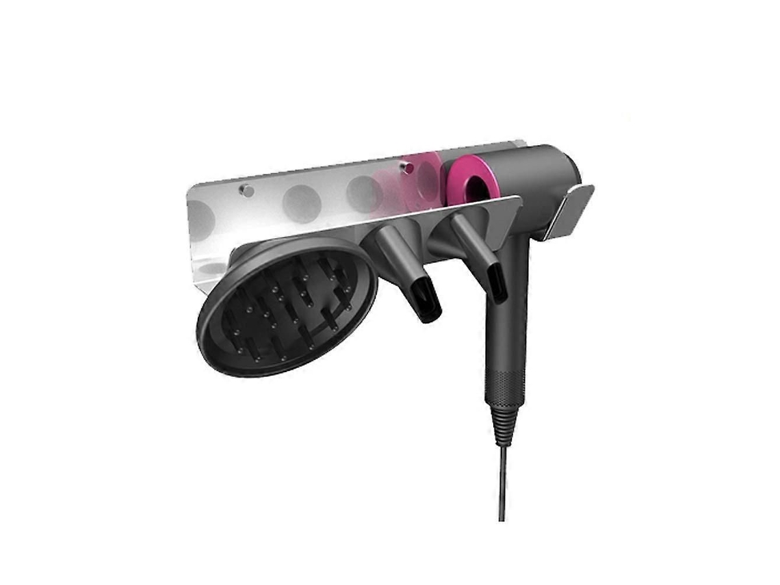 Soporte plateado para secador de pelo, lado derecho, montaje en pared, gancho para estante, soporte para secador de pelo Dyson GOKOCO Supersonic