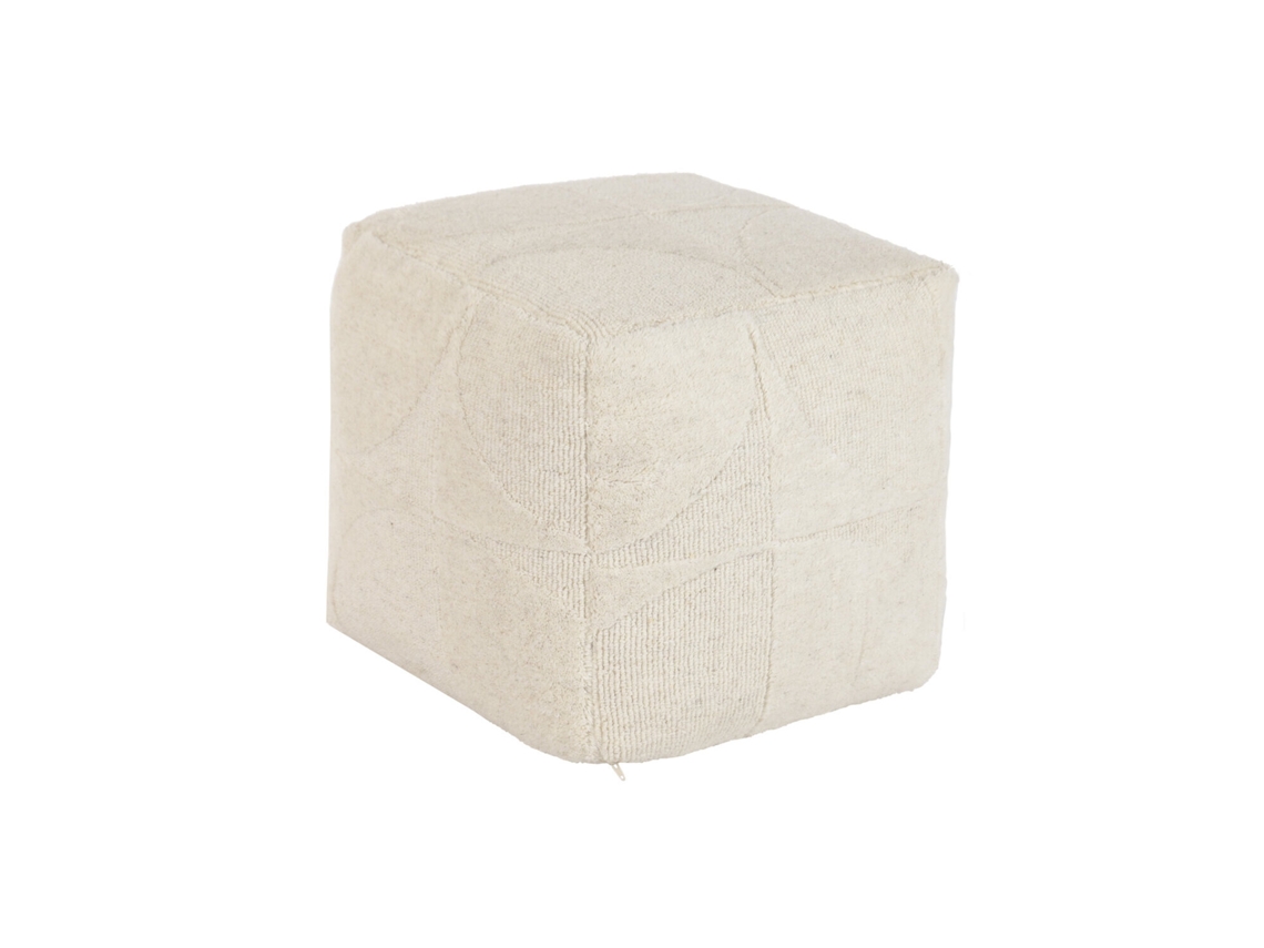 Reposapiés artesanal de lana natural y madera ALEXANDRA HOUSE LIVING (45x45x45cm)