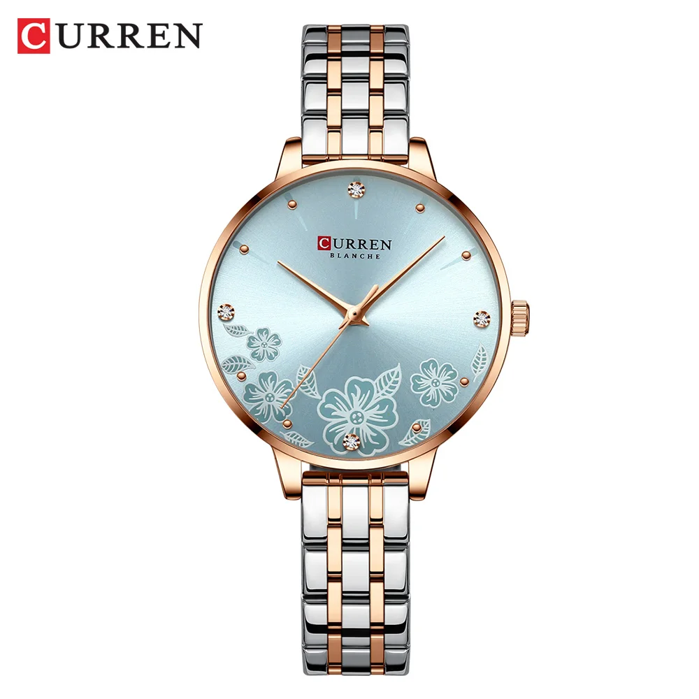Reloj ultrafino de acero inoxidable para mujer (azul)