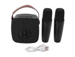 Altavoz Karaoke Portátil Bluetooth Para Niños Con Micrófonos Dobles Mini Máquina Profesional Negra