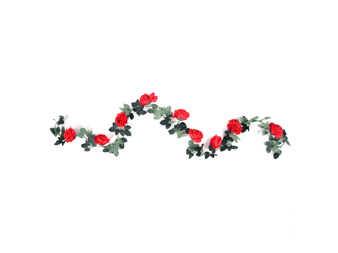 Guirnalda de rosas artificiales de seda para decoración del hogar y bodas (roja)