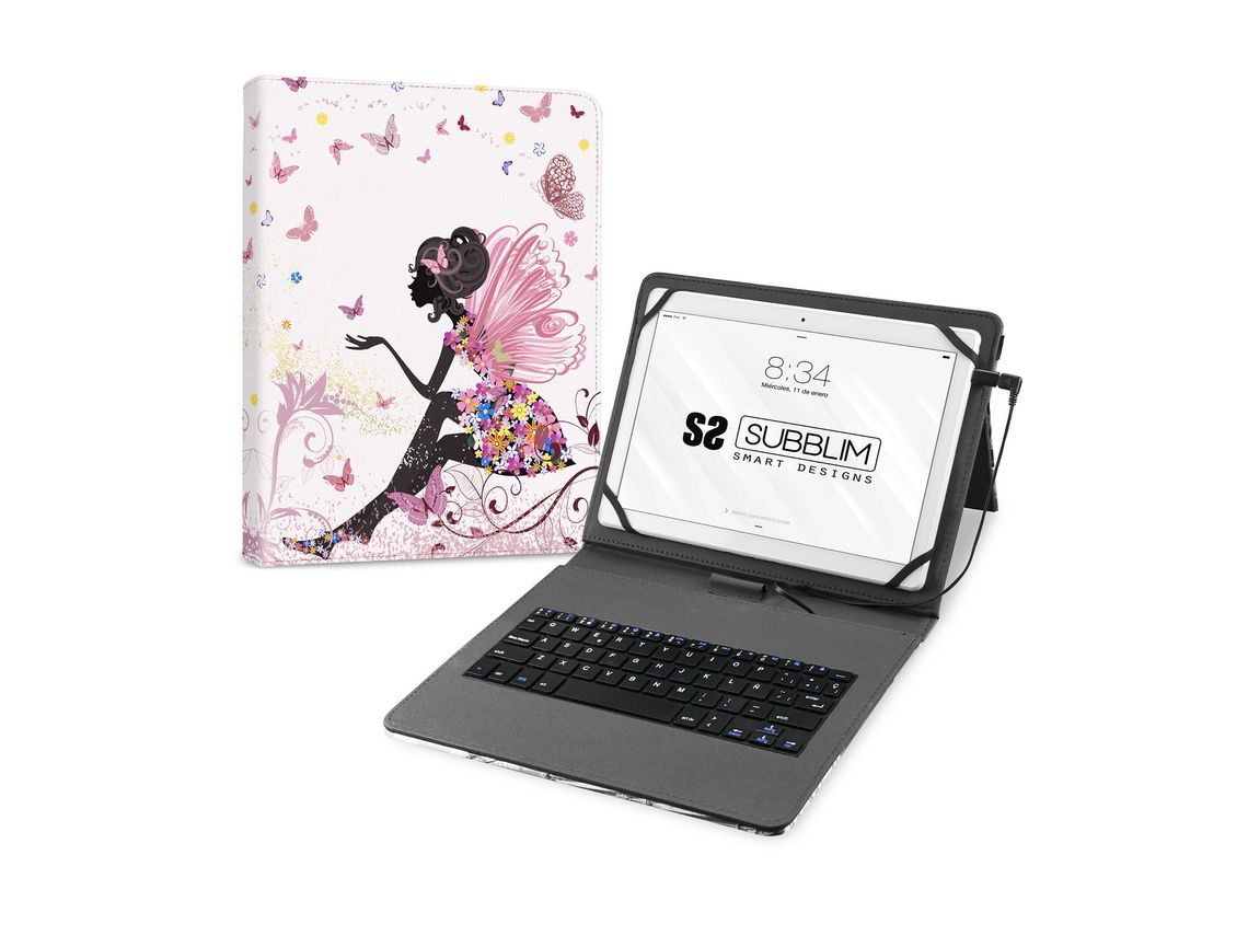 Funda com Teclado SUBBLIM Micro USB – Type C KEYTAB USB 11 Hadas