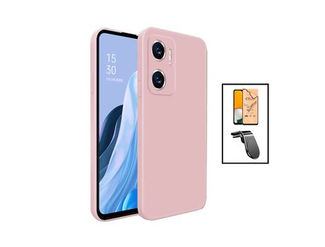 Kit Protector de Pantalla Hydrogel + Capa Silicone + Suporte Magnético L Safe Driving Carro para Xiaomi Redmi 10 5G Rosa