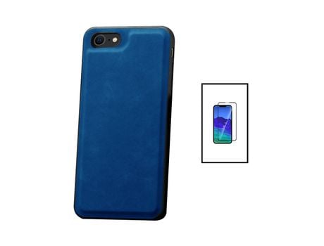 Kit Carcasa MagneticLeather + Protector de Pantalla de Cristal 5D Full Cover iPhone SE 2022 PHONECARE Azul