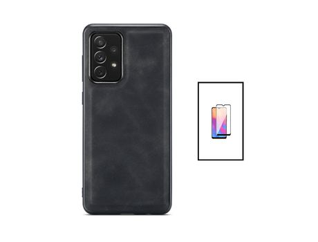 Kit Carcasa MagneticLeather + Protector de Pantalla de Cristal 5D Full Cover Samsung Galaxy A52 5G PHONECARE Negro
