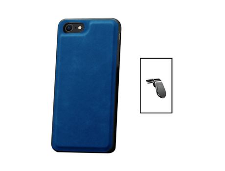 Kit Carcasa MagneticLeather + Suporte L Safe Driving iPhone 7 PHONECARE Azul