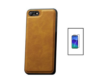 Kit Carcasa MagneticLeather + Protector de Pantalla de Cristal 5D Full Cover iPhone SE 2022 PHONECARE Marrón