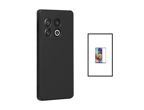 Kit Protector de Pantalla de Cristal Templado 5D Full Cover + Carcasa Silicone Líquido OnePlus 10T PHONECARE Negro