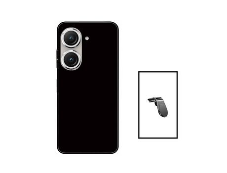 Kit Suporte Magnético L Safe Driving + Carcasa Silicone Líquido Asus Zenfone 9 PHONECARE Negro