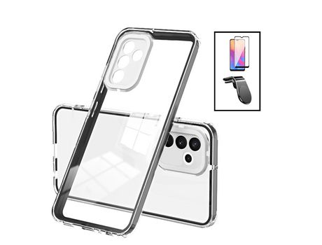 Kit Carcasa 360 Airbag Anti-Drop Camera Protection + Suporte L Safe Driving + 5D Full Cover Samsung Galaxy A13 PHONECARE Transparente