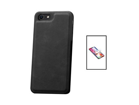 Kit Carcasa MagneticLeather + Protector de Pantalla de Hydrogel iPhone 8 PHONECARE Negro