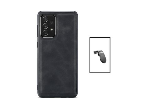 Kit Carcasa MagneticLeather + Suporte L Safe Driving Samsung Galaxy A52 PHONECARE Negro