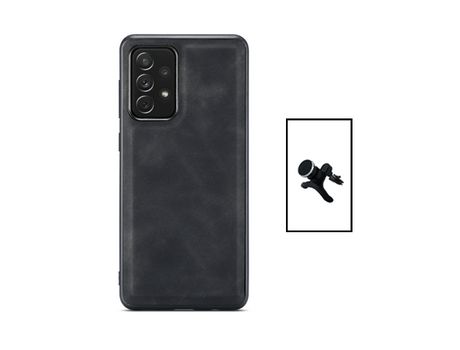 Kit Carcasa MagneticLeather + Suporte Magnético Samsung Galaxy A52 PHONECARE Negro