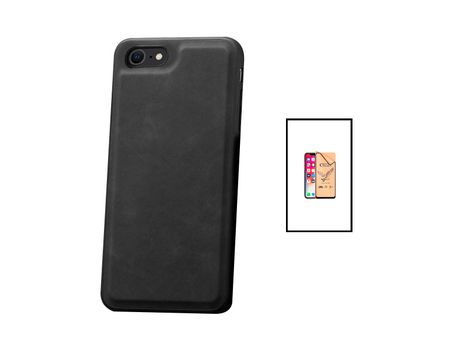 Kit Carcasa MagneticLeather + CeramicGlass Full Cover iPhone 8 PHONECARE Negro
