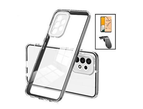 Kit Carcasa 360 Airbag Anti-Drop Camera Protection + CeramicGlass Full Cover + Suporte L Safe Driving Samsung Galaxy A13 PHONECARE Transparente