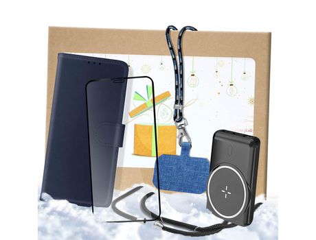 Kit Carcasa + Protector de Pantalla + Powerbank + Cordão Azul iPhone 12 / iPhone 12 Pro AVIZAR Azul