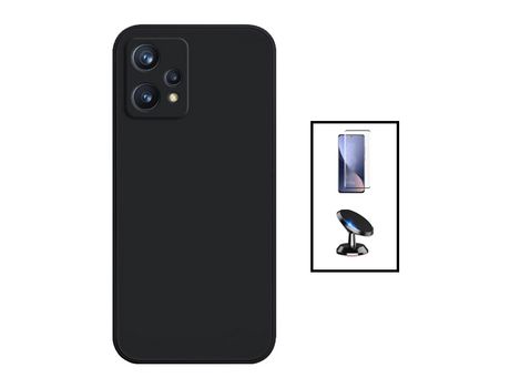 Kit Protector de Pantalla de Cristal Templado 5D Full Cover + Carcasa Silicone Líquido + Suporte Magnético OnePlus Nord CE 2 Lite 5G PHONECARE Negro