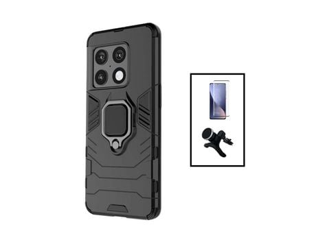 Kit Protector de Pantalla de Cristal Templado 5D Full Cover + Carcasa 3X1 Military Defender + Suporte Magnético OnePlus 10T PHONECARE Negro