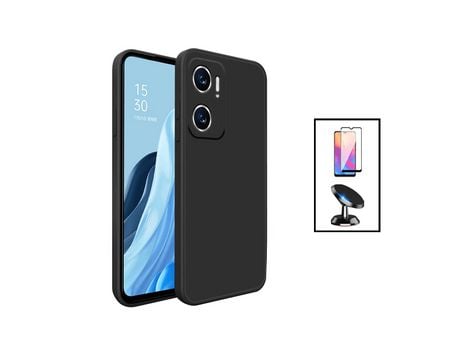 Kit Protector de Pantalla de Cristal Templado 5D Full Cover + Carcasa Silicone Líquido + Suporte Magnético Xiaomi Redmi 10 5G PHONECARE Negro