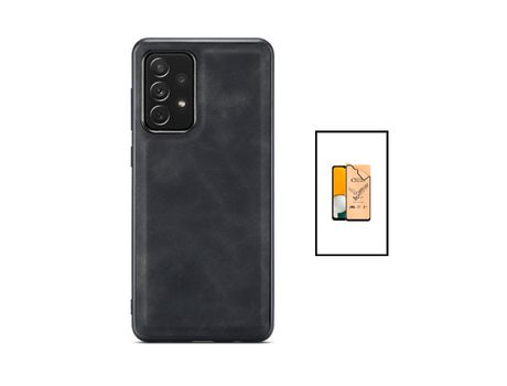 Kit Carcasa MagneticLeather + CeramicGlass Full Cover Samsung Galaxy A52 5G PHONECARE Negro