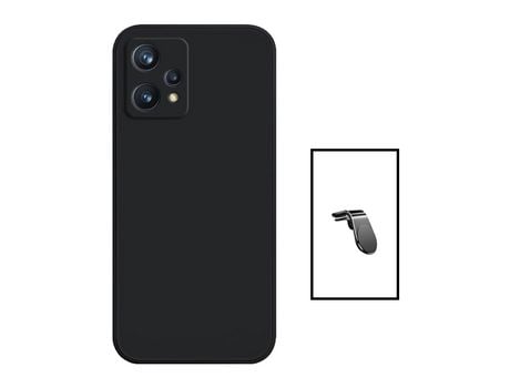 Kit Suporte Magnético L Safe Driving + Carcasa Silicone Líquido OnePlus Nord CE 2 Lite 5G PHONECARE Negro