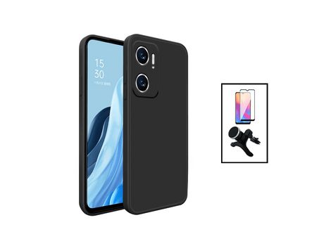 Kit Protector de Pantalla de Cristal Templado 5D Full Cover + Carcasa Silicone Líquido + Suporte Magnético Xiaomi Redmi 10 5G PHONECARE Negro