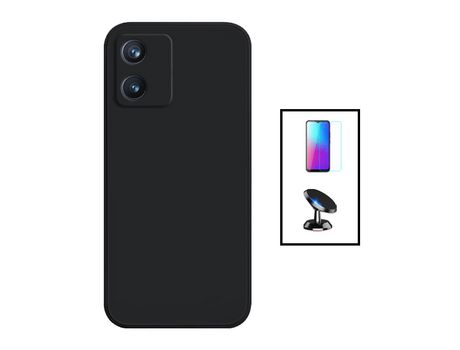Kit Protector de Pantalla de Cristal Templado 5D Full Cover + Carcasa Silicone Líquido + Suporte Magnético TCL 305i PHONECARE Negro