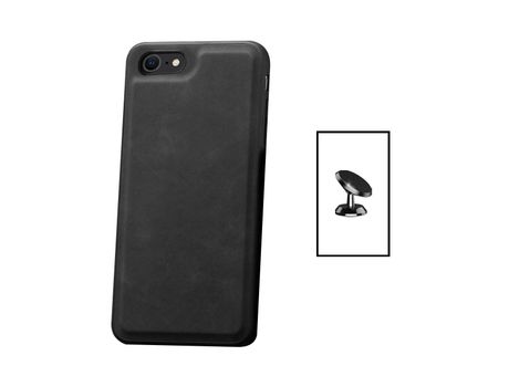 Kit Carcasa MagneticLeather + Suporte Magnético iPhone 8 PHONECARE Negro