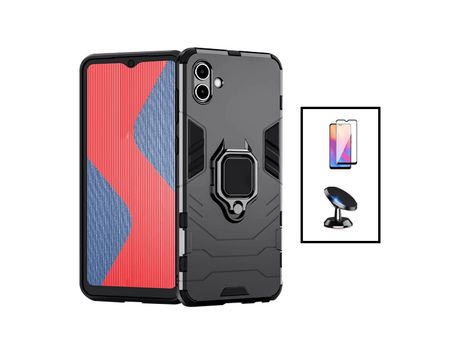 Kit Protector de Pantalla de Cristal Templado 5D Full Cover + Carcasa 3X1 Military Defender + Suporte Magnético Samsung Galaxy M13 5G PHONECARE Negro