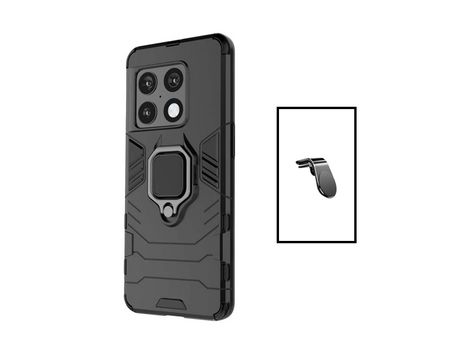 Kit Suporte Magnético L Safe Driving + Carcasa 3X1 Military Defender OnePlus 10T PHONECARE Negro