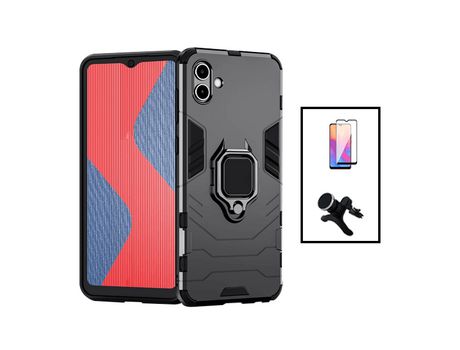 Kit Protector de Pantalla de Cristal Templado 5D Full Cover + Carcasa 3X1 Military Defender + Suporte Magnético Samsung Galaxy M13 5G PHONECARE Negro