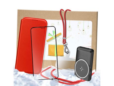 Kit Carcasa + Protector de Pantalla + Powerbank + Cordão Rojo iPhone X / iPhone XS AVIZAR Rojo