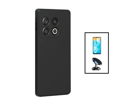 Kit Protector de Pantalla Hydrogel Full Cover Frente + Carcasa Silicone Líquido + Suporte Magnético OnePlus 10T PHONECARE Negro