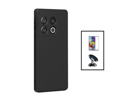 Kit Protector de Pantalla de Cristal Templado 5D Full Cover + Carcasa Silicone Líquido + Suporte Magnético OnePlus 10T PHONECARE Negro