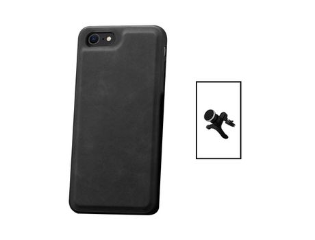 Kit Carcasa MagneticLeather + Suporte Magnético iPhone 8 PHONECARE Negro