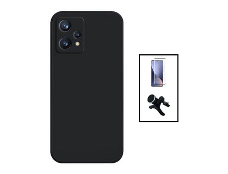 Kit Protector de Pantalla de Cristal Templado 5D Full Cover + Carcasa Silicone Líquido + Suporte Magnético OnePlus Nord CE 2 Lite 5G PHONECARE Negro