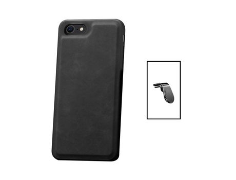 Kit Carcasa MagneticLeather + Suporte L Safe Driving iPhone 8 PHONECARE Negro