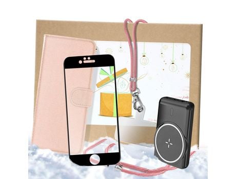 Kit Carcasa + Protector de Pantalla + Powerbank + Cordão Rosa iPhone 7 / iPhone 8 / iPhone SE 2020 / iPhone SE 2022 AVIZAR Rosa