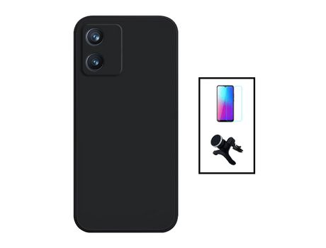 Kit Protector de Pantalla de Cristal Templado 5D Full Cover + Carcasa Silicone Líquido + Suporte Magnético TCL 305i PHONECARE Negro