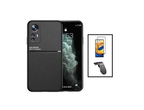 Kit Carcasa Magnetic Lux + 5D Full Cover + Suporte Magnético L Safe Driving Xiaomi 12 Lite PHONECARE Negro