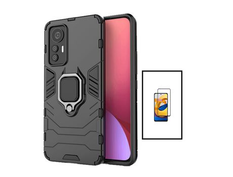 Kit Protector de Pantalla de Cristal Templado 5D Full Cover + Carcasa 3X1 Military Defender Xiaomi 12 Lite PHONECARE Negro