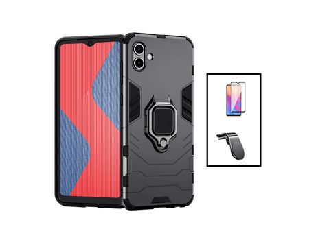 Kit Protector de Pantalla de Cristal Templado 5D Full Cover + Carcasa 3X1 Military Defender + Suporte Magnético L Safe Driving Samsung Galaxy M13 5...